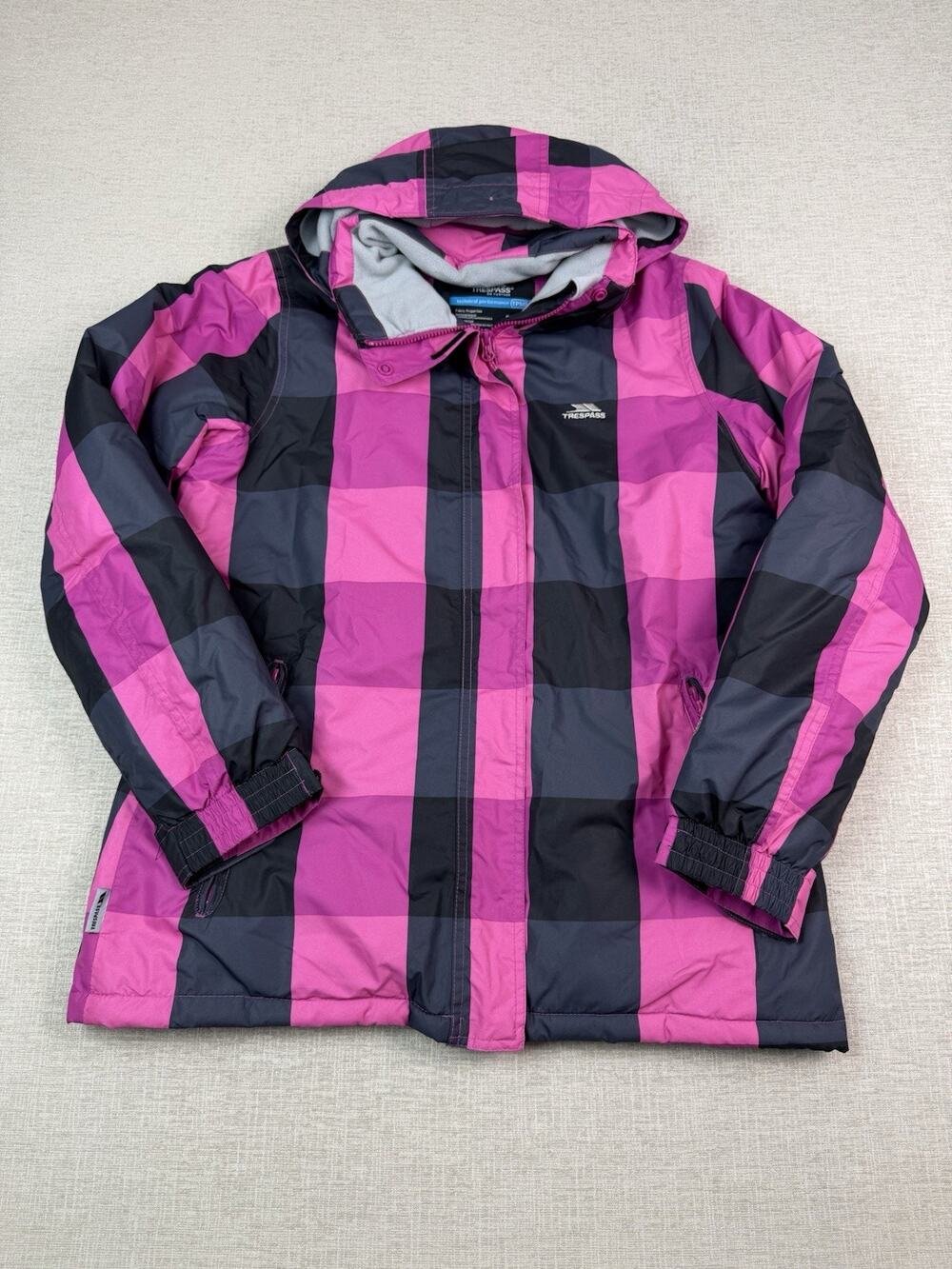Trespass Women’s Large Pink Plaid Waterproof Insulated Ski Snow Jacket TP50
